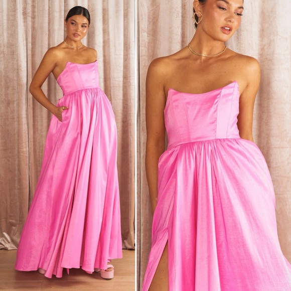 NEW Show Me Your Mumu Juliet Lace Up Corset Maxi Dress in Pink Taffeta size XL - Picture 3 of 10